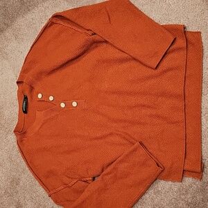 Brick Red Button-Up Sweater